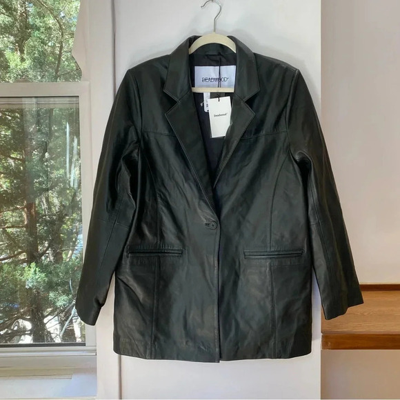 NWT Free People Deadwood Brooke Leather Blazer Jacket Black Medium - Picture 6 of 14